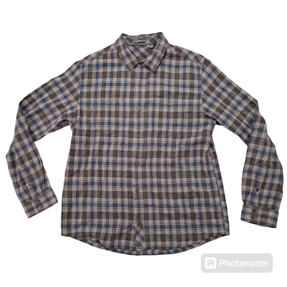 Toad & Co Grey Blue Plaid Organic Cotton Long Sleeve Smythy LS Shirt Size 2XL - Picture 1 of 8